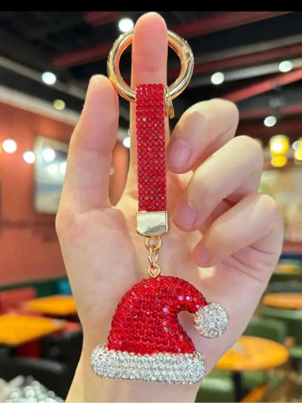 Crystal Red Santa Hat Keychain bag charm nwt